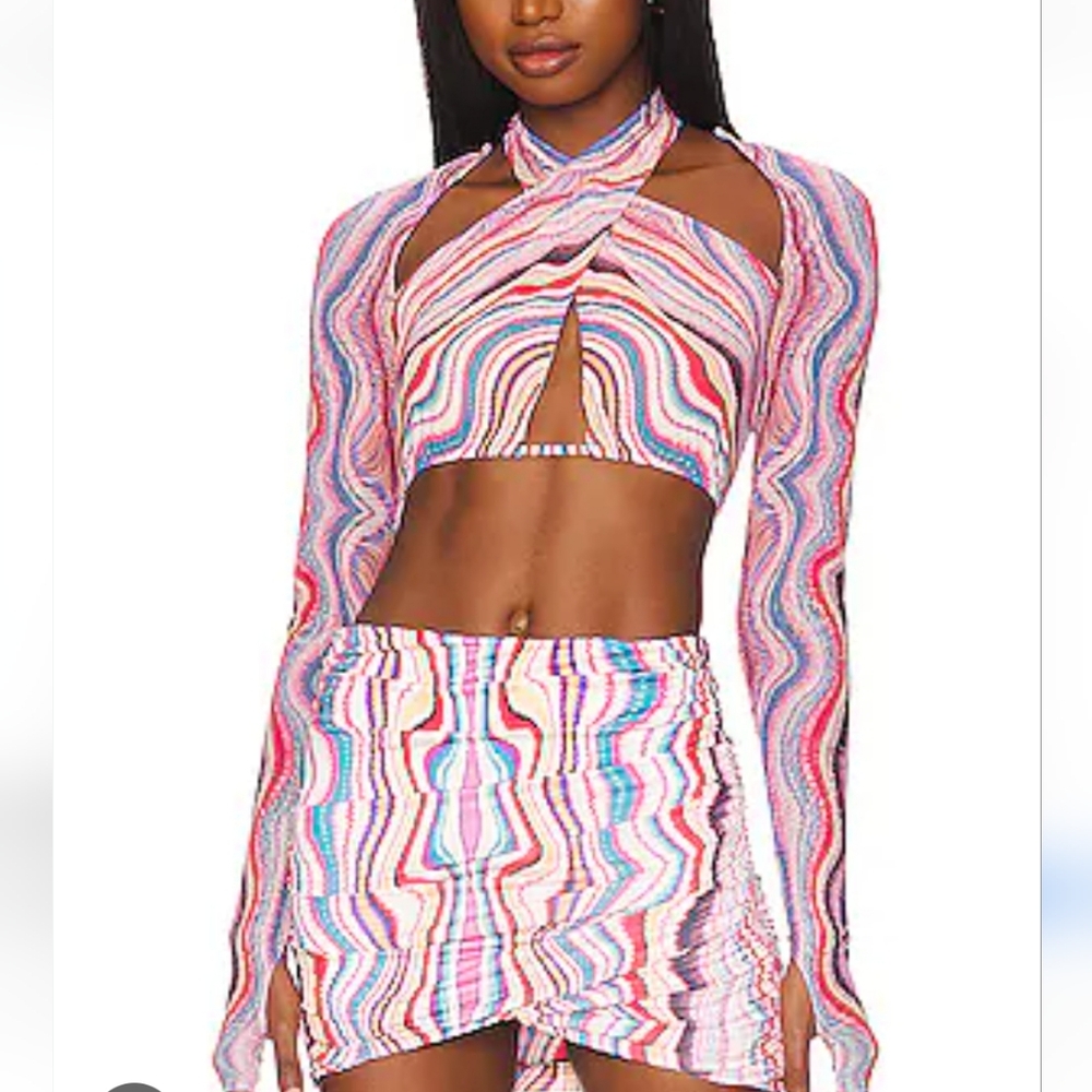 AFRM Colorful Swirl Pattern Crop Top